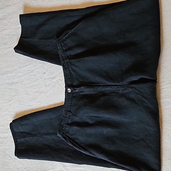 Laura Ashley Black 100% Linen Trousers Tapered Pleated Pants Size 12 - Picture 7 of 17